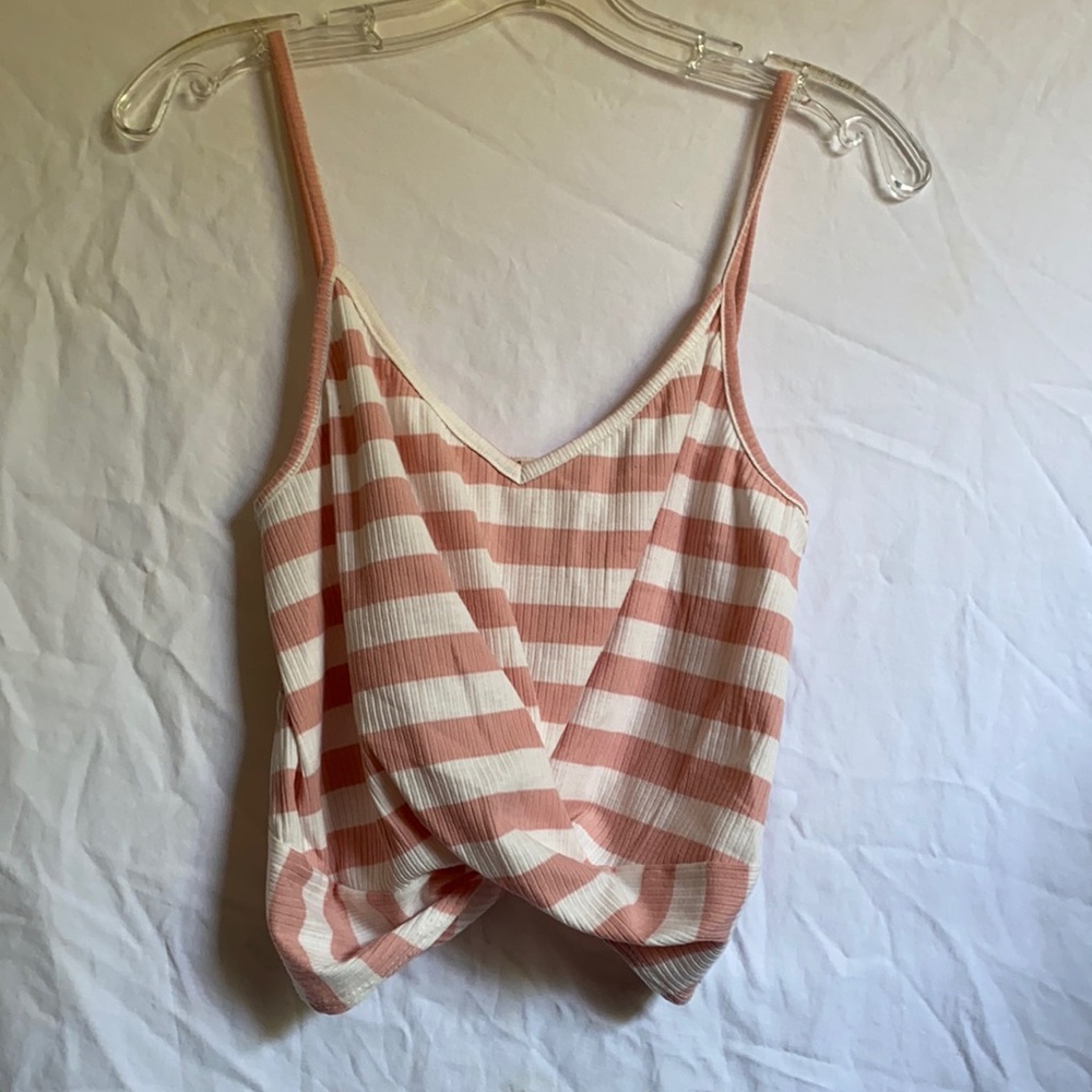 White w pink stripes crop top